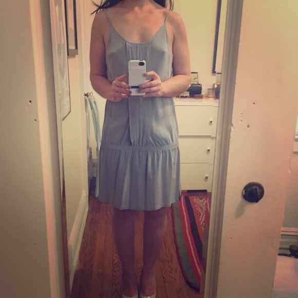 Gypsy 05 Dresses & Skirts - Gray-Green silk slip drop waist dress